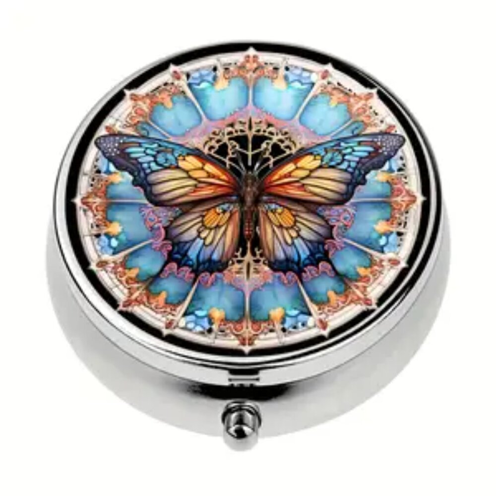 SALE -  1pc.  Colorful Butterfly Pill Box